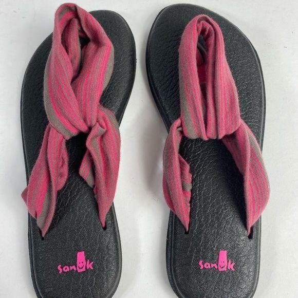 Sanuk Yoga Mat Sling Sandals Fabric Thong Flip Flop Womens Size 7 - Picture 5 of 8